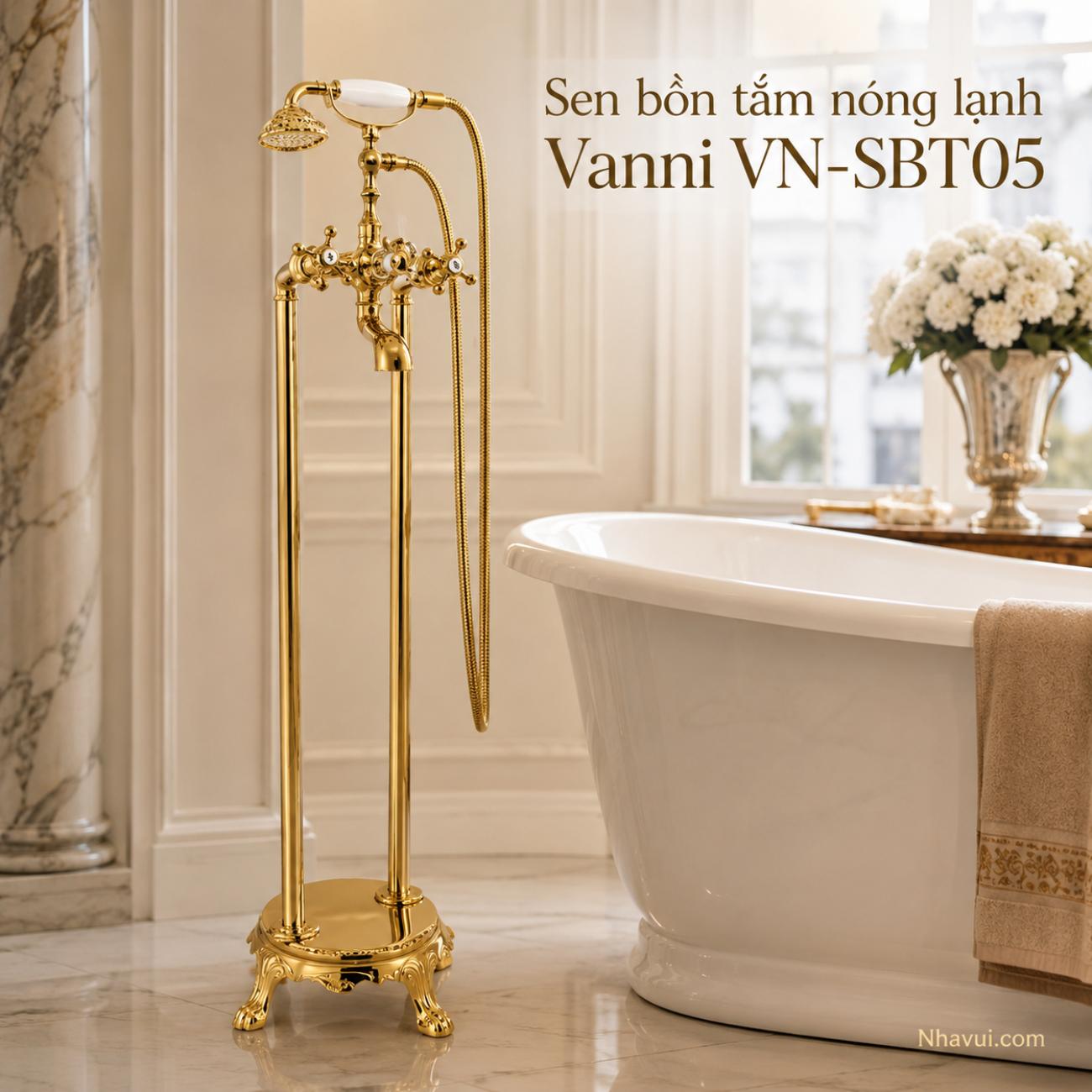 Sen bồn tắm nóng lạnh Vanni VN-SBT05/VN-SBT06 đồng thau mạ vàng – crome
