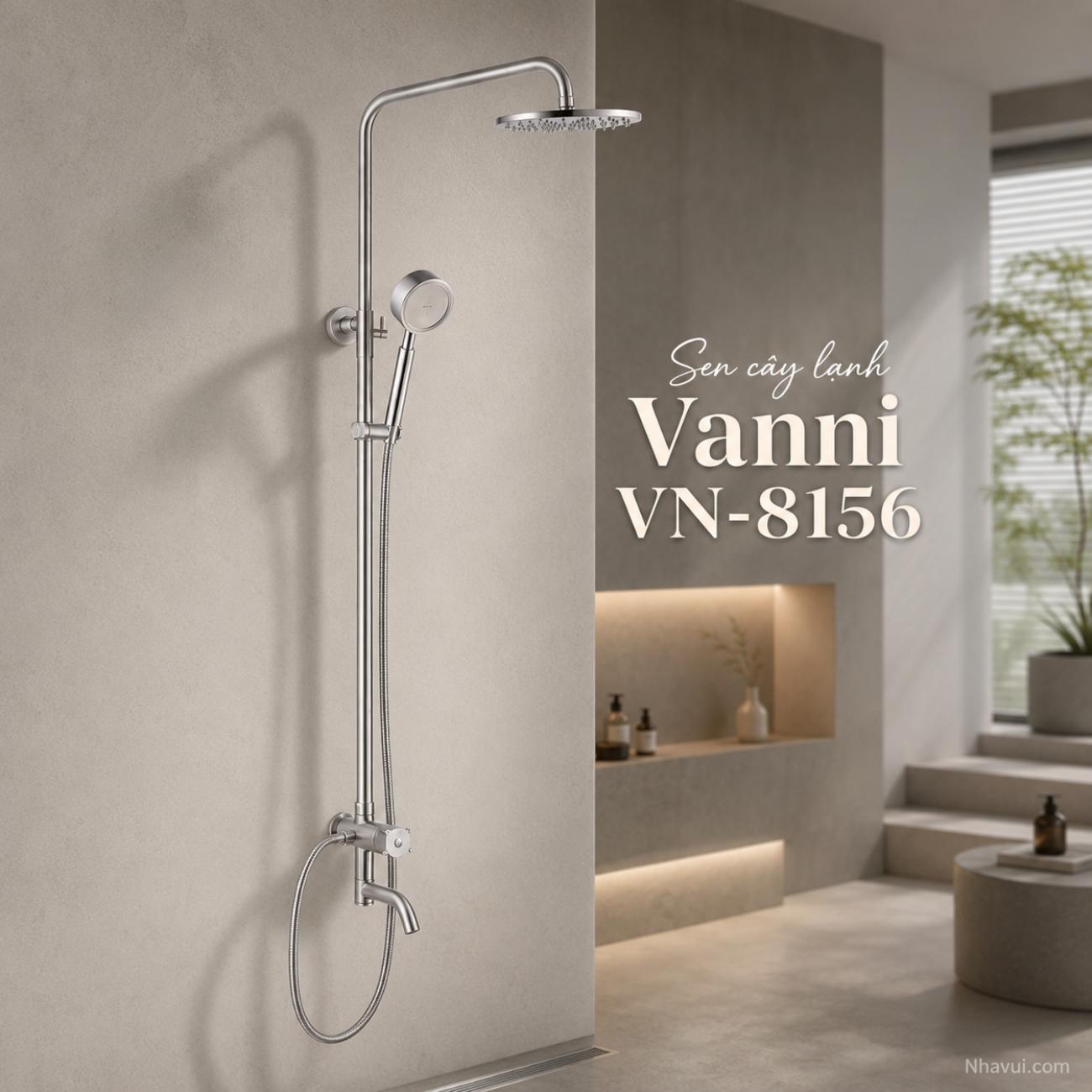 Sen cây tắm đứng lạnh Vanni VN-8156 chất liệu inox SUS 304 xoay 360° 3 chế độ