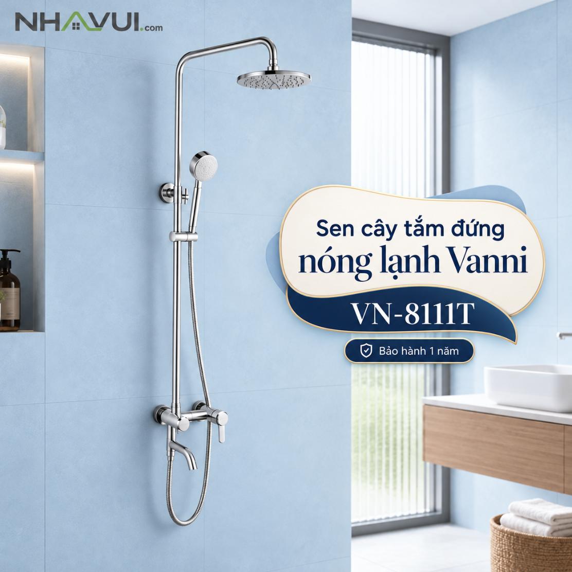 Sen cây tắm đứng nóng lạnh Vanni VN-8111T Inox SUS 304 3 chế độ