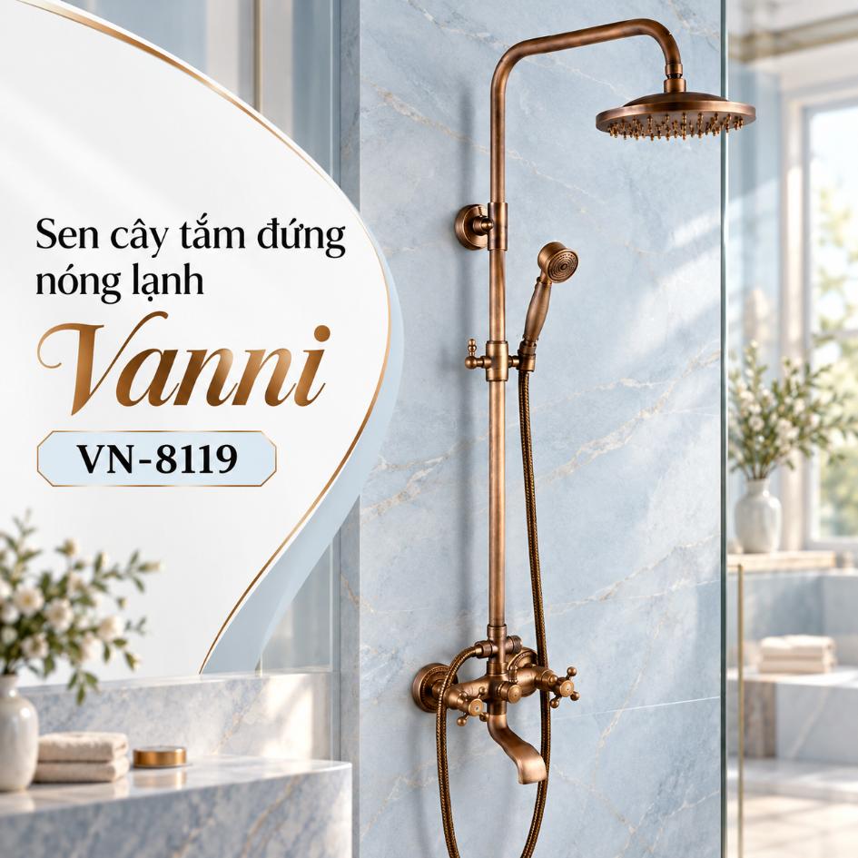Sen cây tắm đứng nóng lạnh Vanni VN-8119 Đồng thau