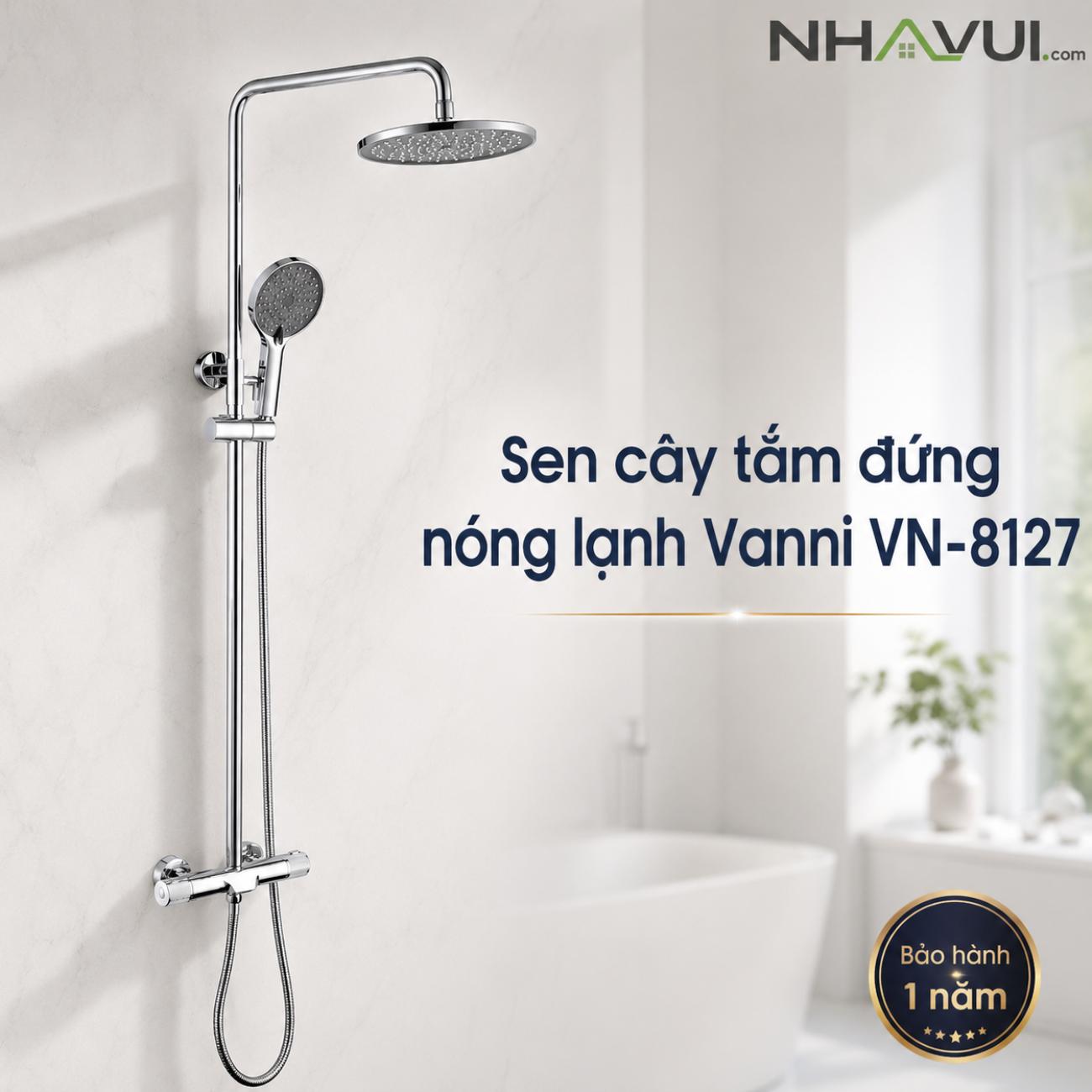 Sen cây tắm đứng nóng lạnh Vanni VN-8127 3 chế độ đồng thau mạ chrome
