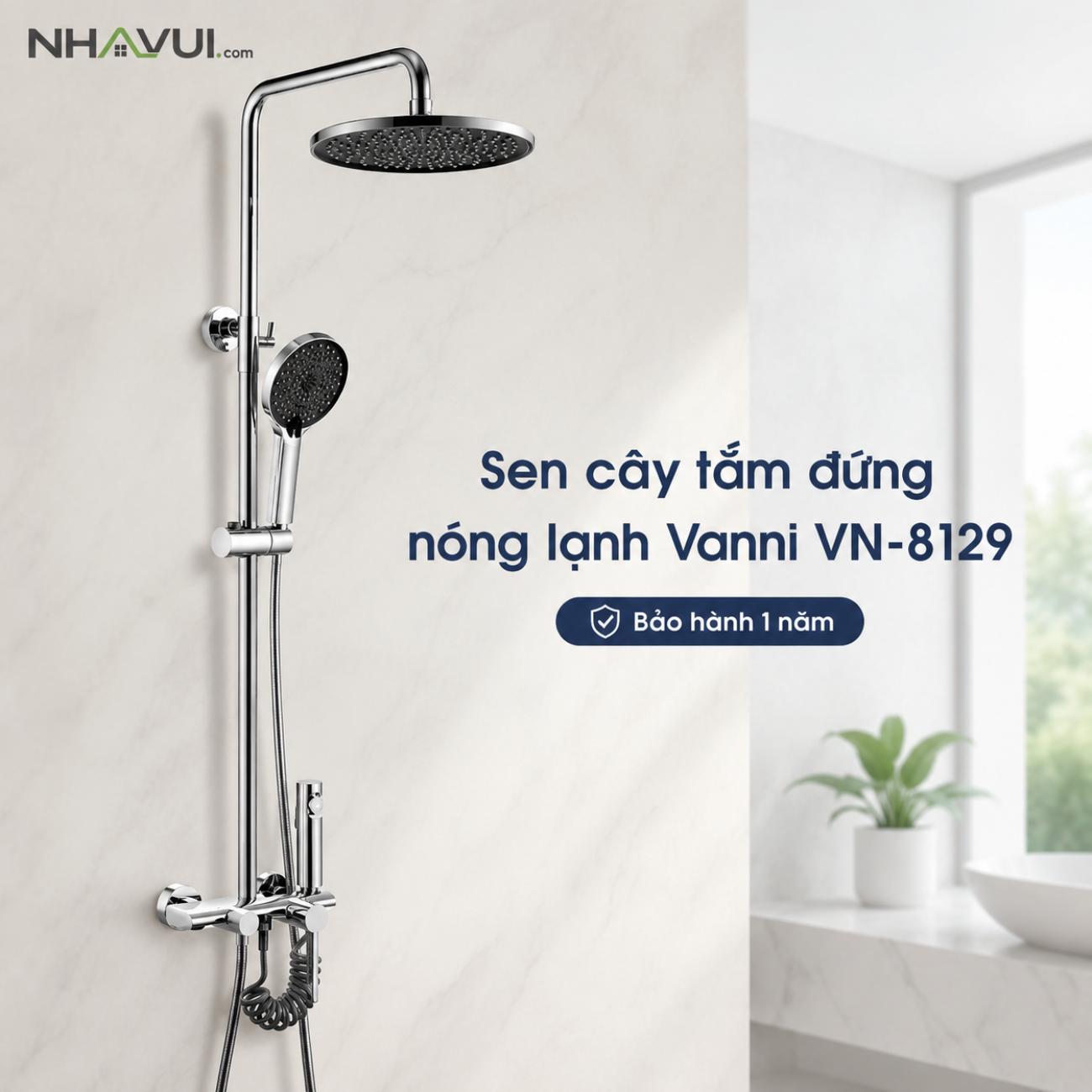 Sen cây tắm đứng nóng lạnh Vanni VN-8129 4 chế độ đồng thau mạ chrome