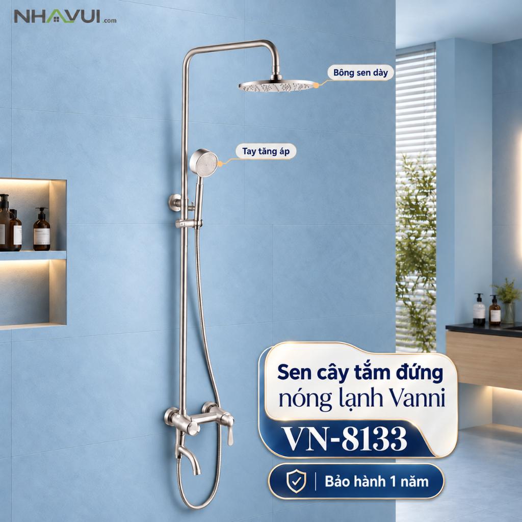 Sen cây tắm đứng nóng lạnh Vanni VN-8133 Inox SUS 304 3 chế độ