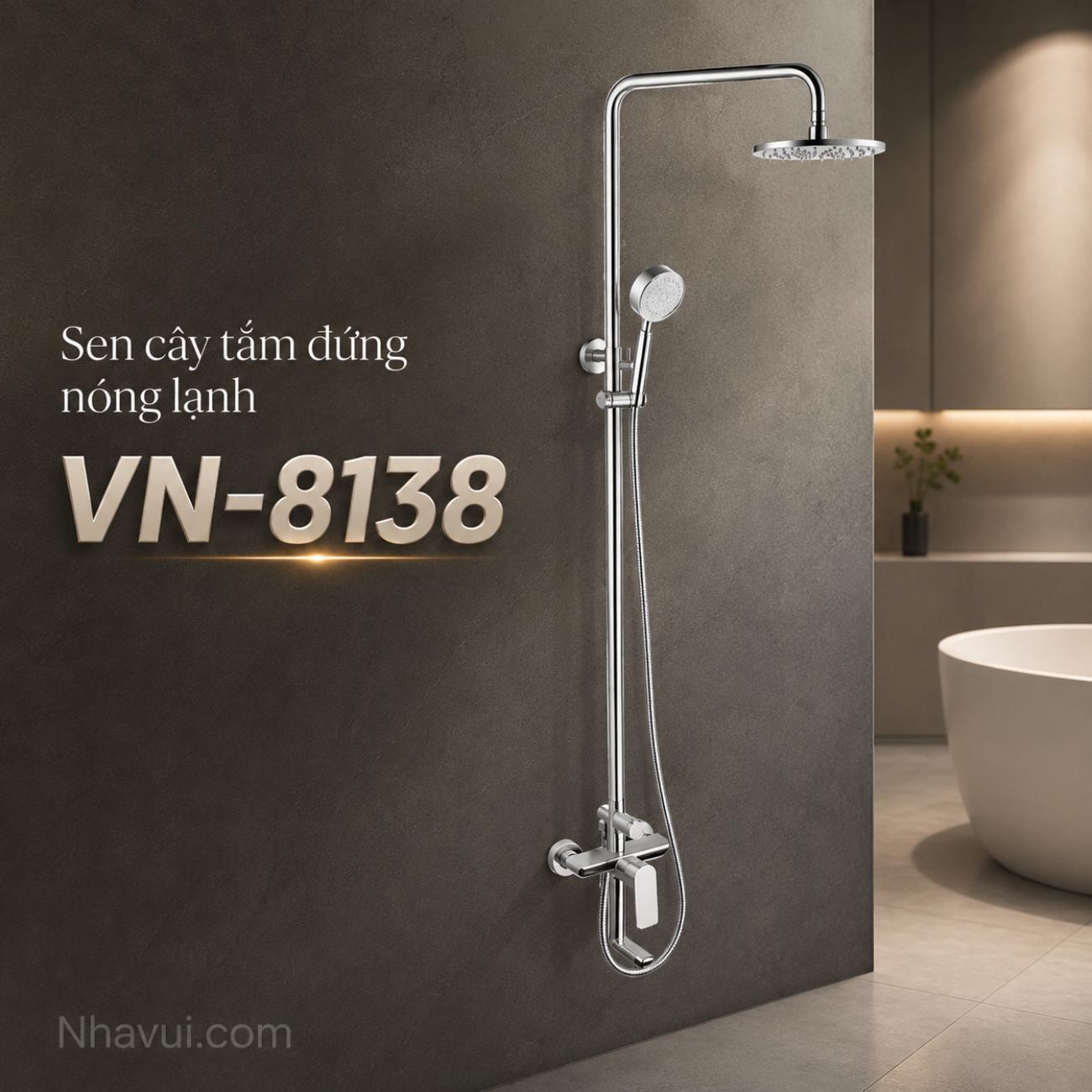 Sen cây tắm đứng nóng lạnh Vanni VN-8138 chất liệu inox SUS 304 3 chế độ