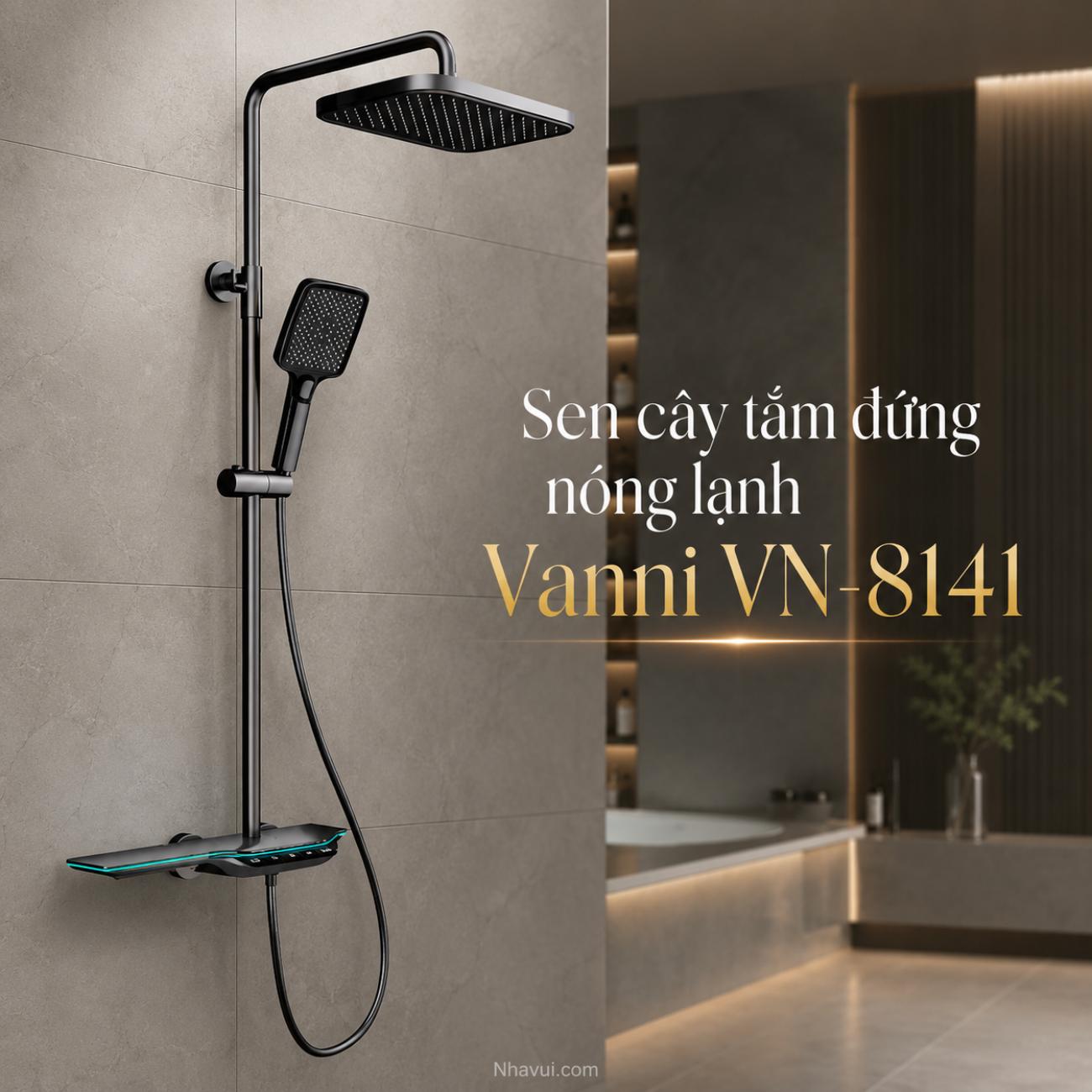 Sen cây tắm đứng nóng lạnh Vanni VN-8141 chất liệu đồng thau nano xám 3 chế độ