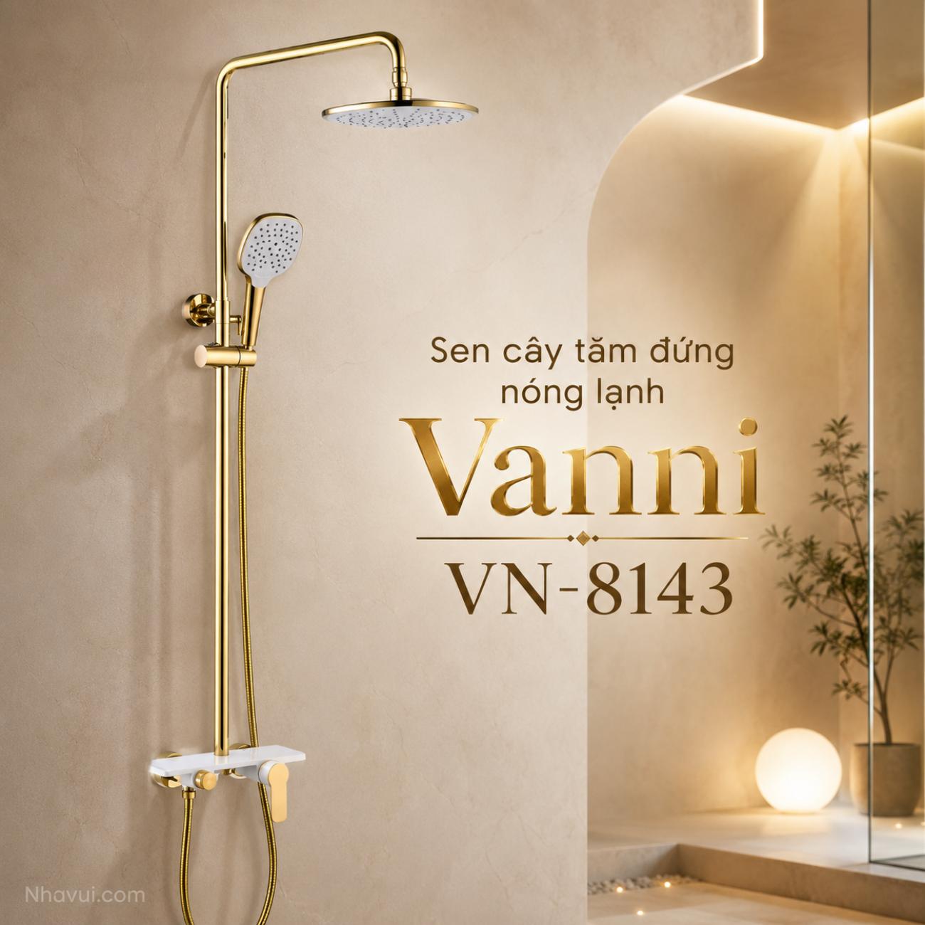 Sen cây tắm đứng nóng lạnh Vanni VN-8143 chất liệu đồng thau sơn tĩnh điện 3 chế độ