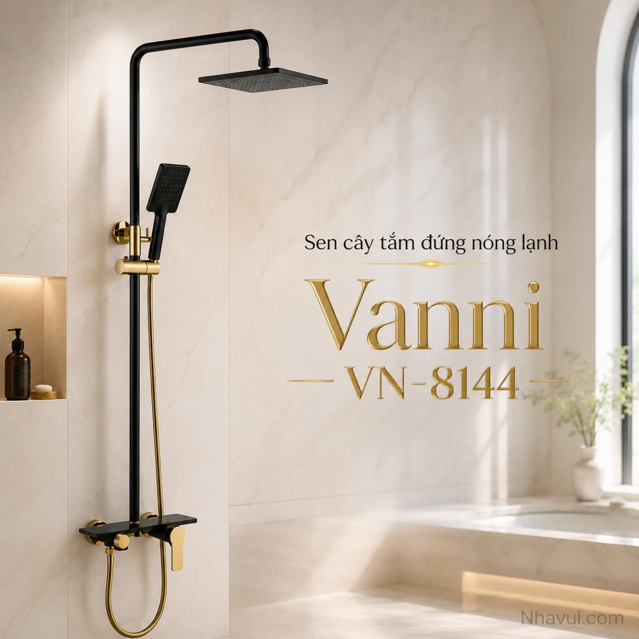 Sen cây tắm đứng nóng lạnh Vanni VN-8144 chất liệu đồng thau sơn tĩnh điện 3 chế độ