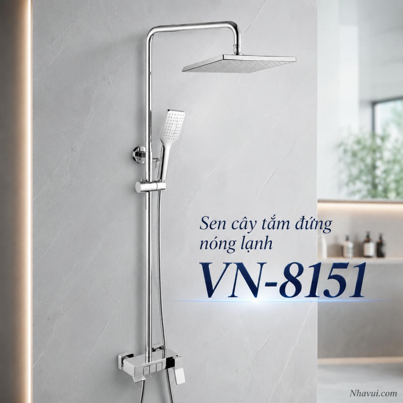 Sen cây tắm đứng nóng lạnh Vanni VN-8151 chất liệu đồng thau mạ crome 3 chế độ