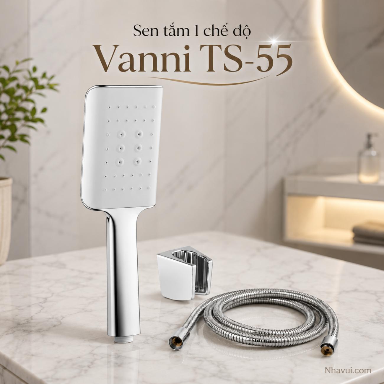 Sen tắm 1 chế độ Vanni TS-55 kiểu vuông mạ crome