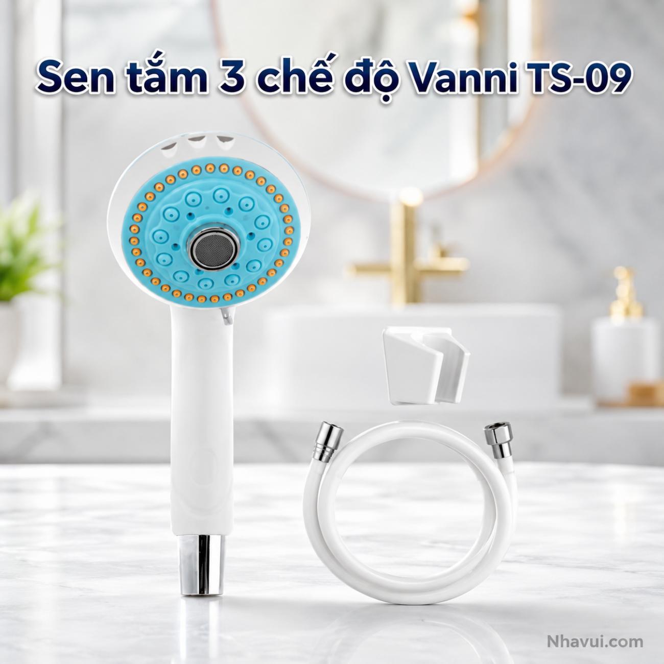 Sen tắm 3 chế độ Vanni TS-09 trắng xanh biển