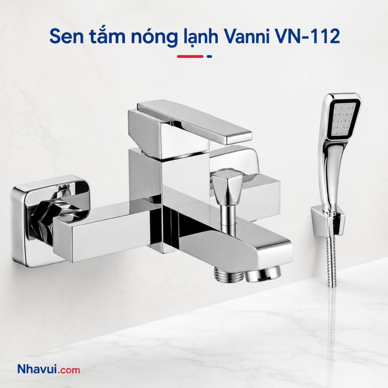 Sen tắm nóng lạnh Vanni VN-112 đồng thau mạ crome kèm tay sen