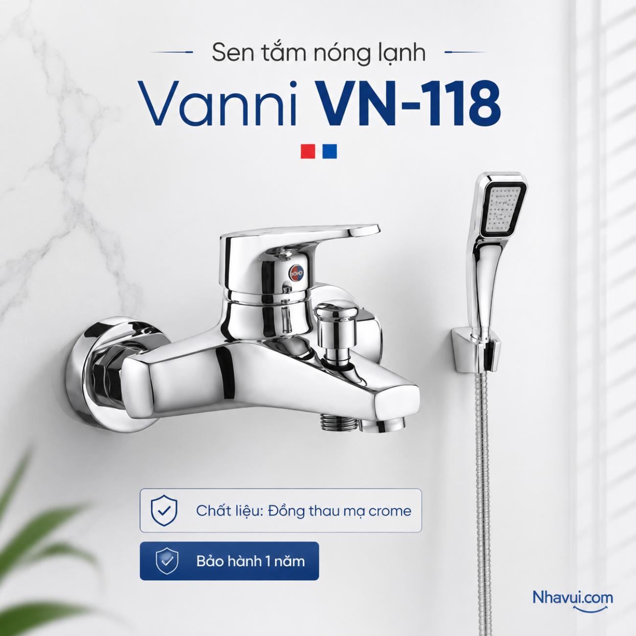 Sen tắm nóng lạnh Vanni VN-118 đồng thau mạ crome