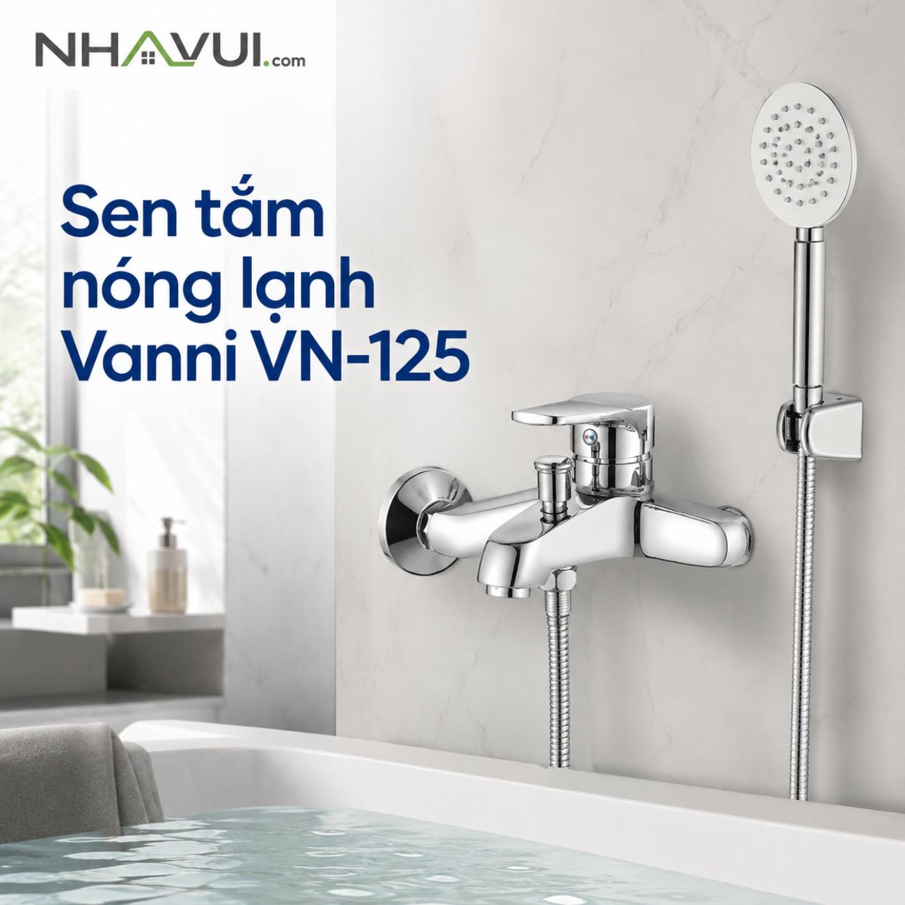 Sen tắm nóng lạnh Vanni VN-125 chất liệu inox SUS 304, kèm tay sen