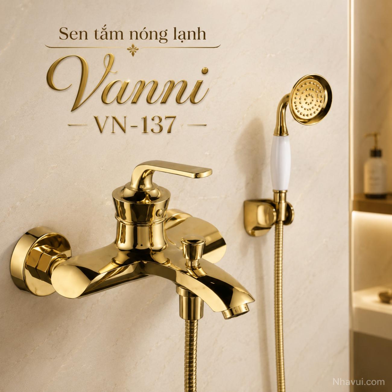Sen tắm nóng lạnh Vanni VN-137 chất liệu đồng thau mạ vàng 2 chế độ
