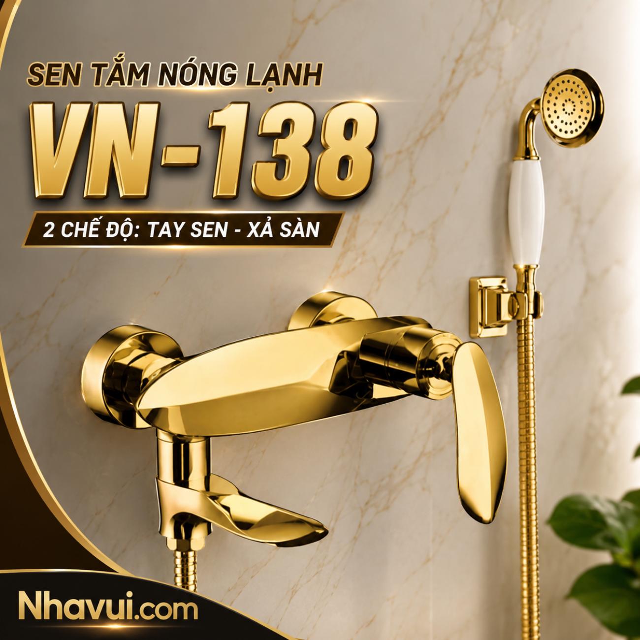 Sen tắm nóng lạnh Vanni VN-138 chất liệu đồng thau mạ vàng 2 chế độ