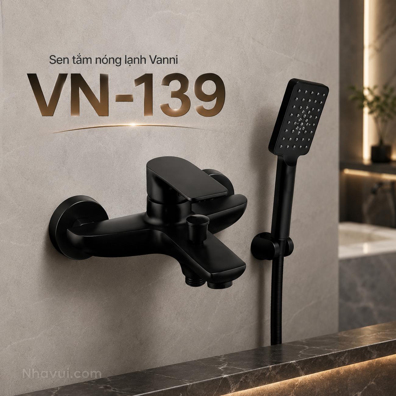Sen tắm nóng lạnh Vanni VN-139 đồng thau nano đen 2 chế độ