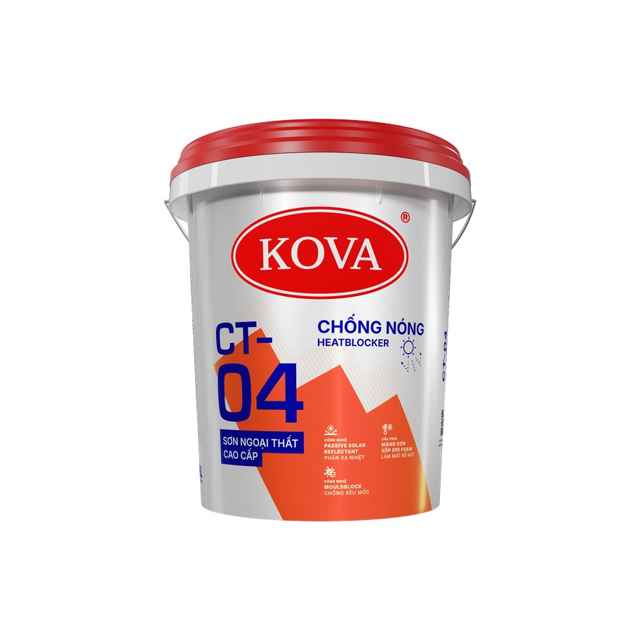 Sơn ngoại thất cao cấp chống nóng KOVA CT-04 giảm nhiệt bề mặt, chống rêu mốc