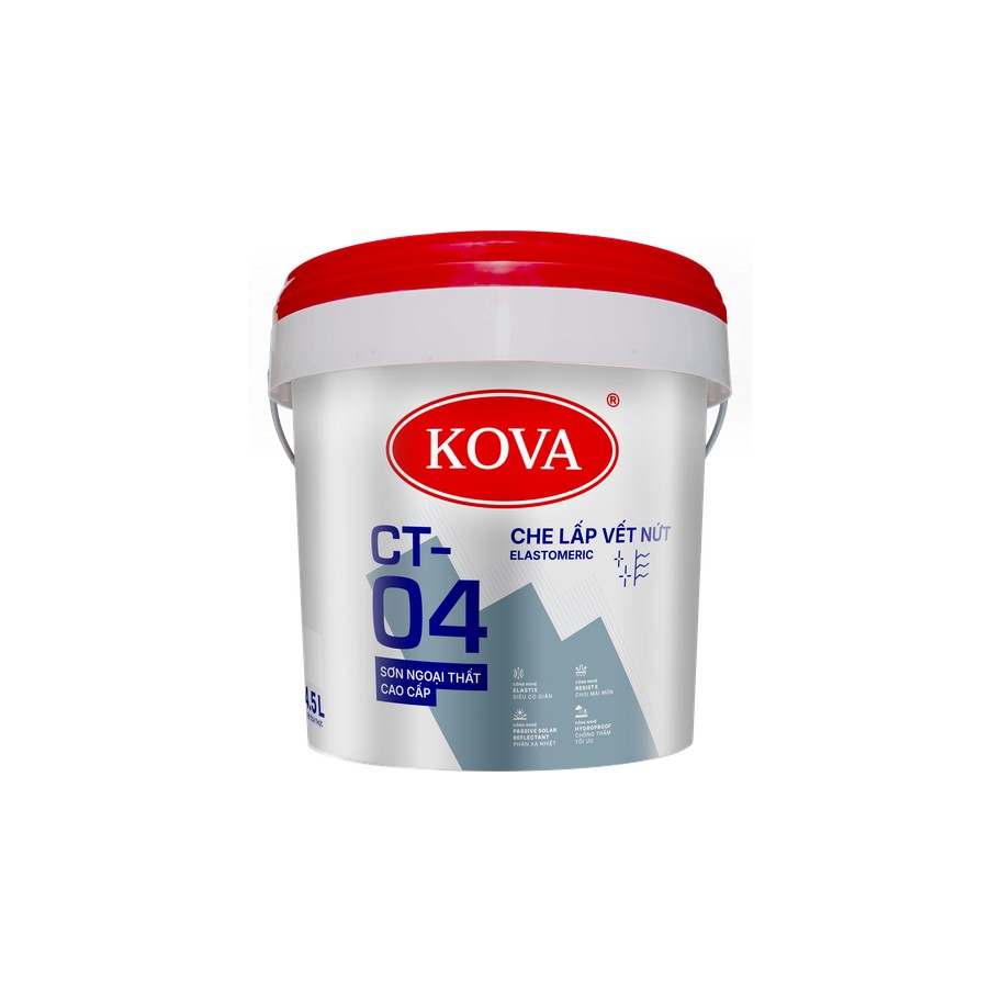 Sơn ngoại thất cao cấp KOVA CT-04 Che Lấp Vết Nứt (Elastomeric, thùng 4.5L)