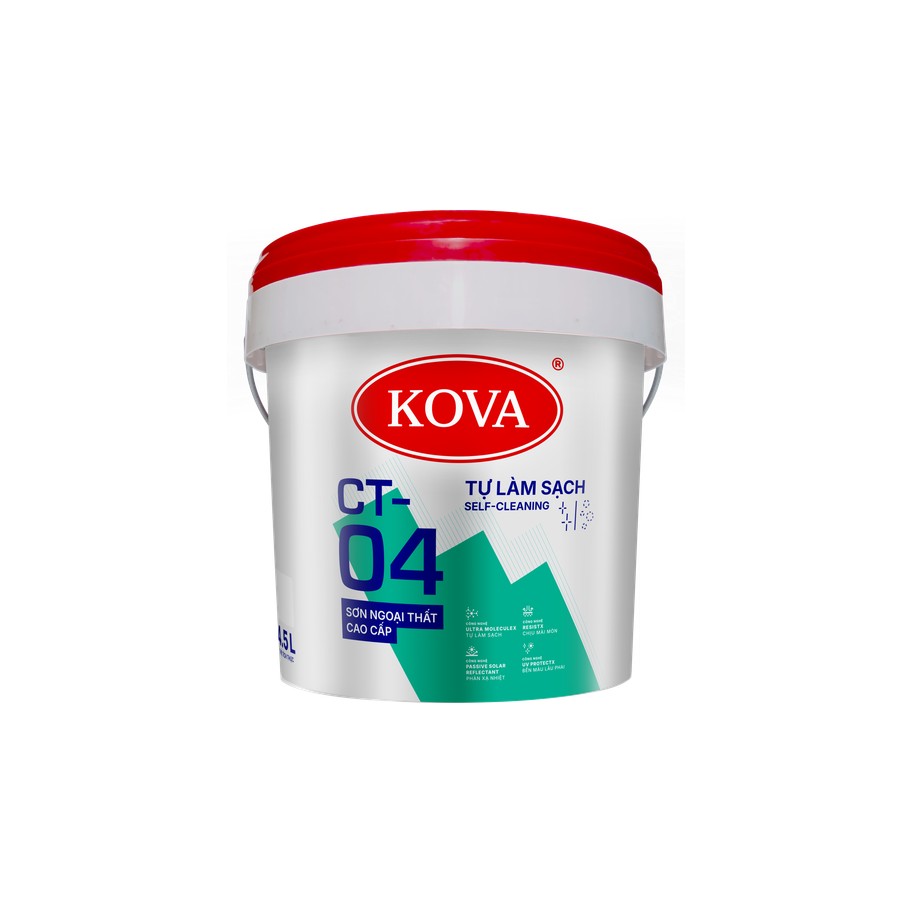 Sơn ngoại thất cao cấp KOVA CT-04 Tự Làm Sạch bóng mờ, công nghệ Ultra MoleculeX