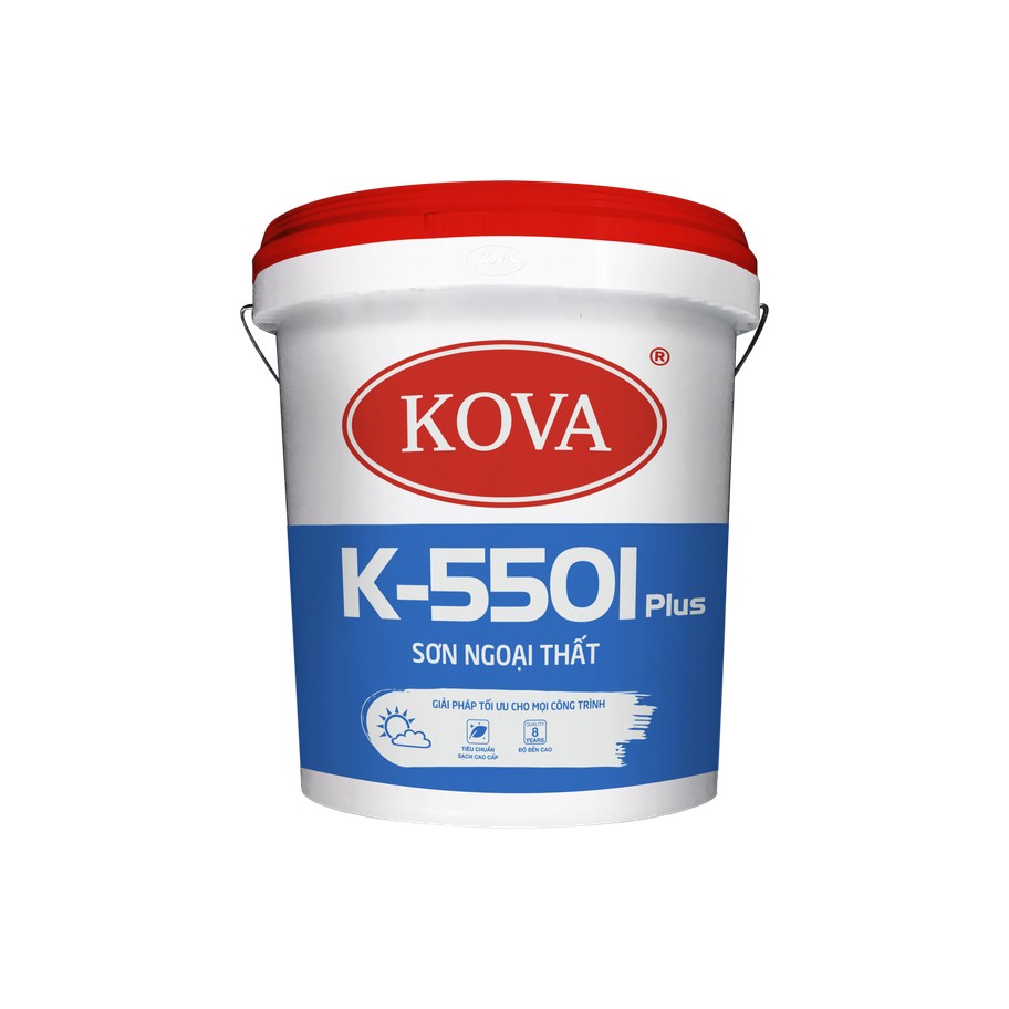 Sơn ngoại thất cao cấp KOVA K-5501 Plus bóng mờ, chịu rửa và kháng UV tốt