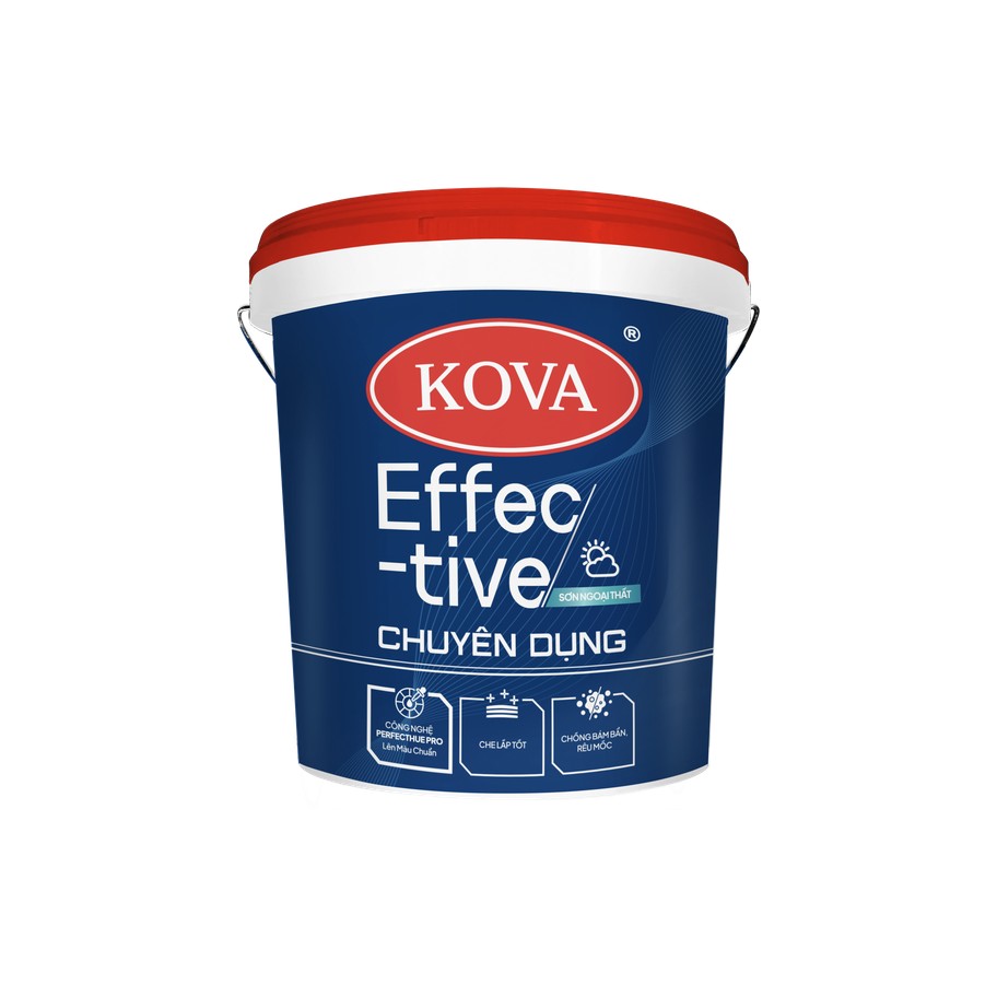 Sơn ngoại thất KOVA Effective Chuyên Dụng mờ nền S, T, che lấp tốt và chống bám bụi