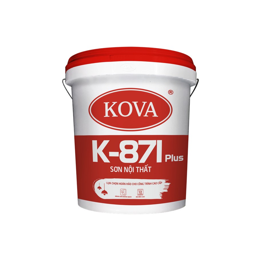 Sơn nội thất cao cấp KOVA K-871 Plus bán bóng, bóng nền S, màng sơn sang trọng