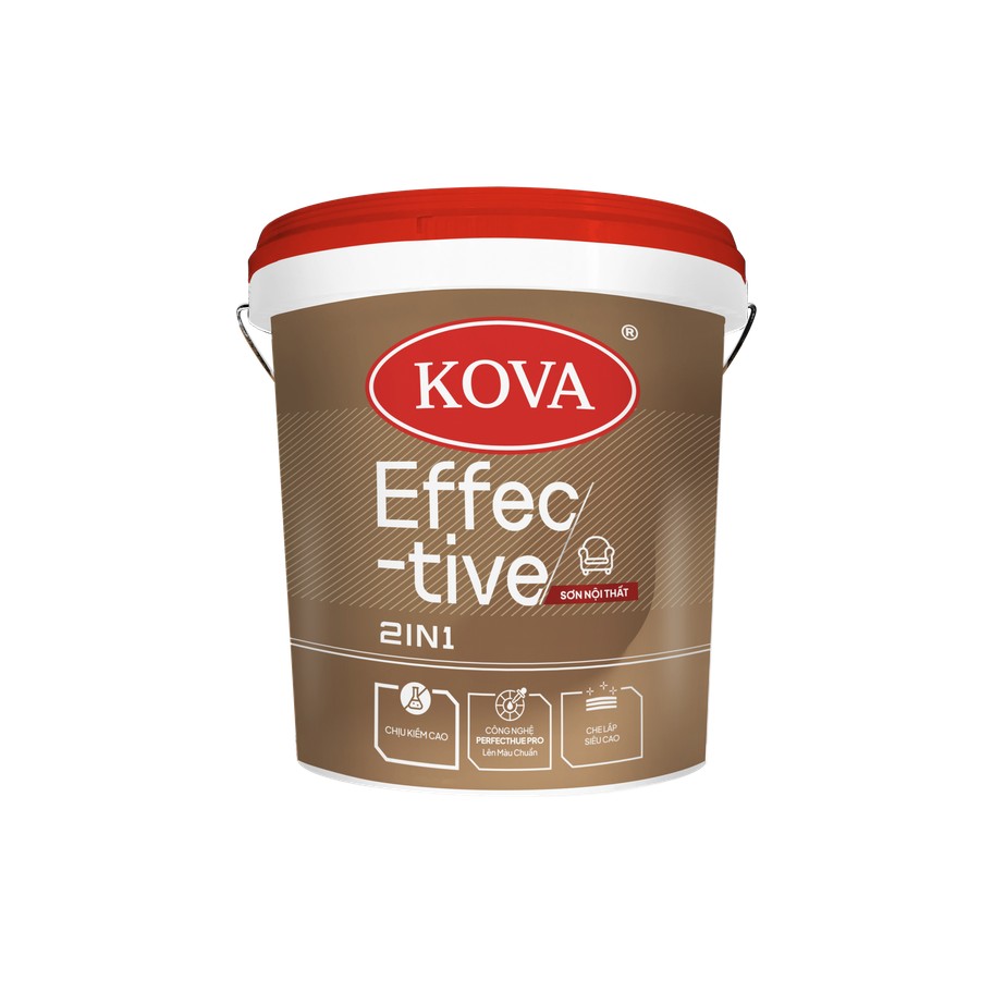 Sơn nội thất KOVA Effective 2IN1 dễ lau chùi, tích hợp lót phủ trong một sản phẩm
