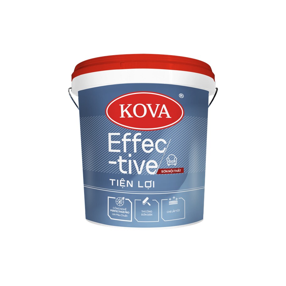 Sơn nội thất KOVA Effective Tiện Lợi mờ nền S, lên màu chuẩn và che lấp tốt