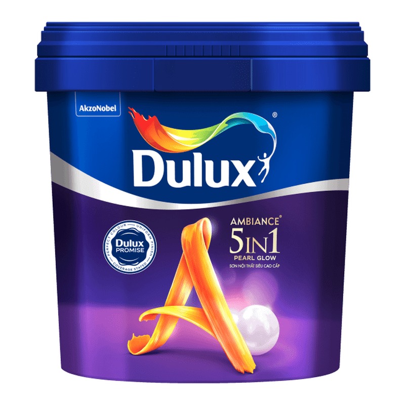 Sơn phủ nội thất Dulux Ambiance 5in1 Pearl Glow bóng mờ 66A láng mịn kháng khuẩn
