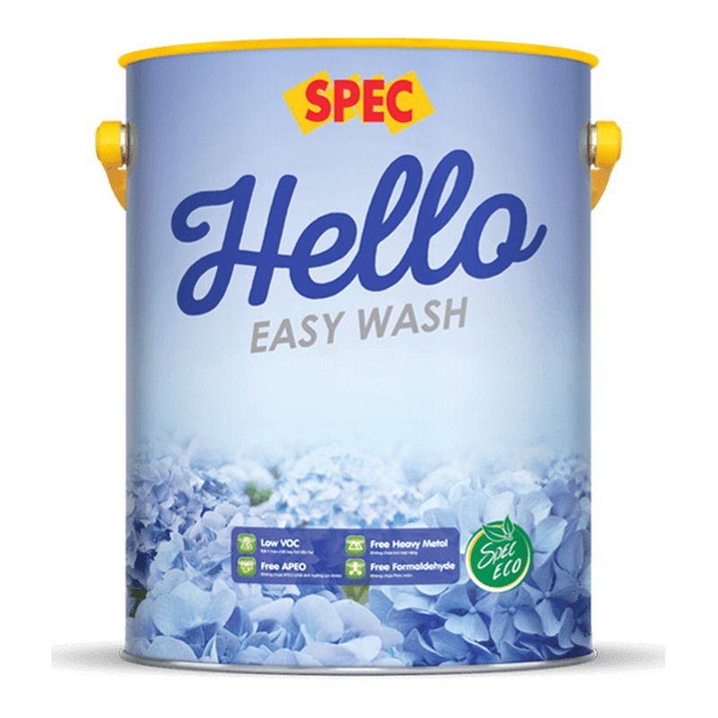 Sơn phủ nội thất SPEC Hello Easy Wash mờ láng mịn dễ lau chùi kháng nấm mốc