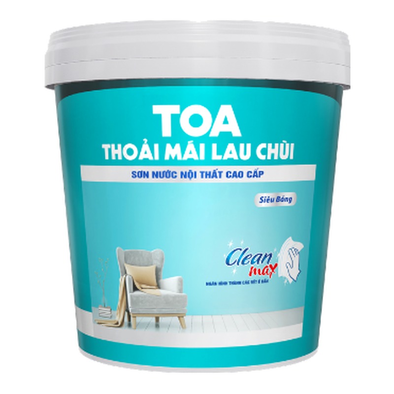 Sơn phủ nội thất TOA Thoải Mái Lau Chùi siêu bóng Clean Max kháng khuẩn hương Violet
