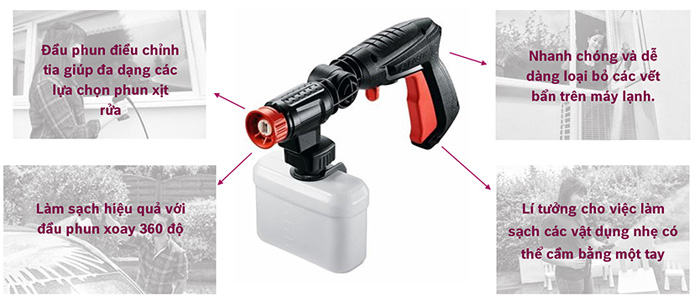 Súng phun ngắn áp lực cao xoay 360 độ Bosch F016800536
