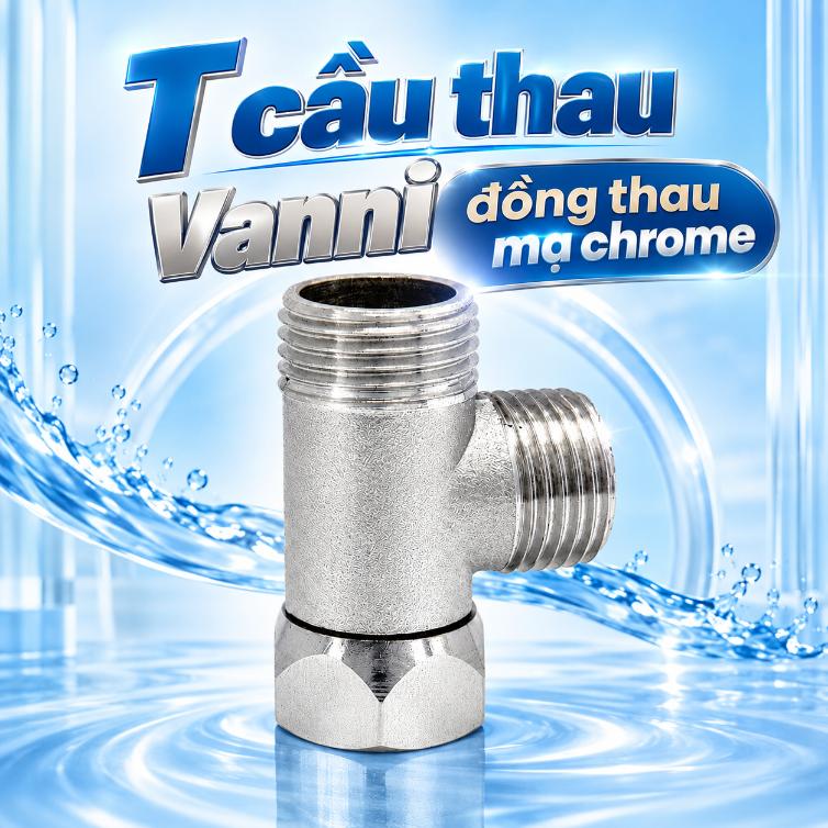 T cầu thau Vanni đồng thau mạ crome