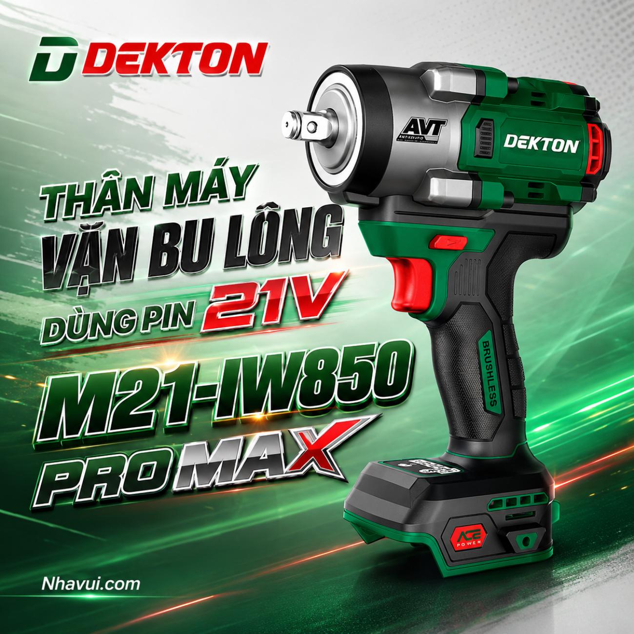 Thân máy vặn bu lông dùng pin 21V Dekton M21-IW850PROMAX