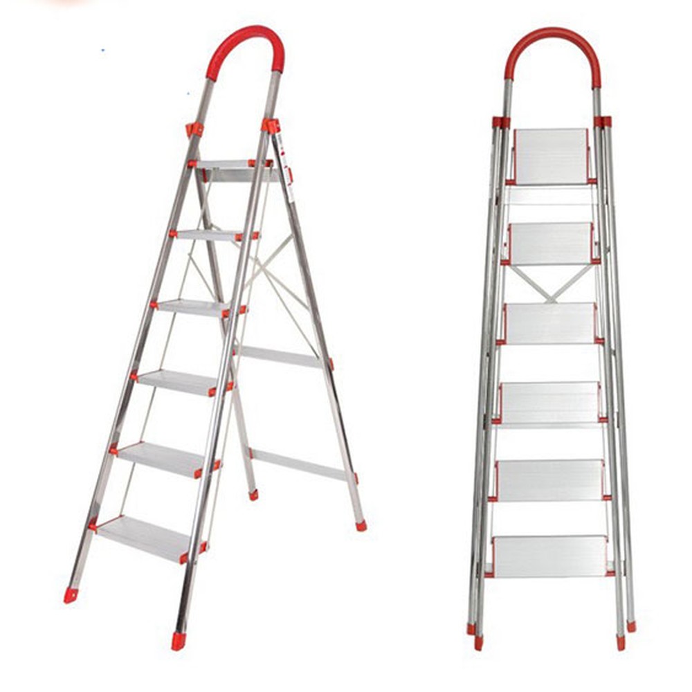 Thang ghế inox tay vịn 6 bậc Nikita NKT-N206 (KN-06) – bậc trên cao 1,5 m, tải 150 kg