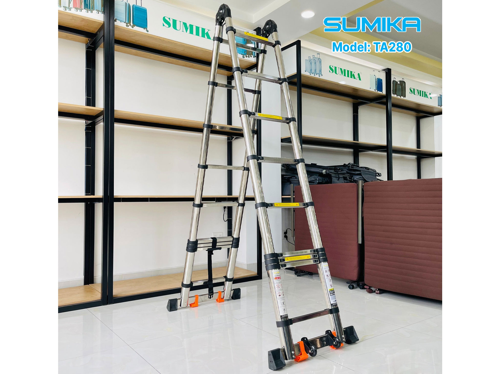 Thang inox rút chữ A Sumika TA220