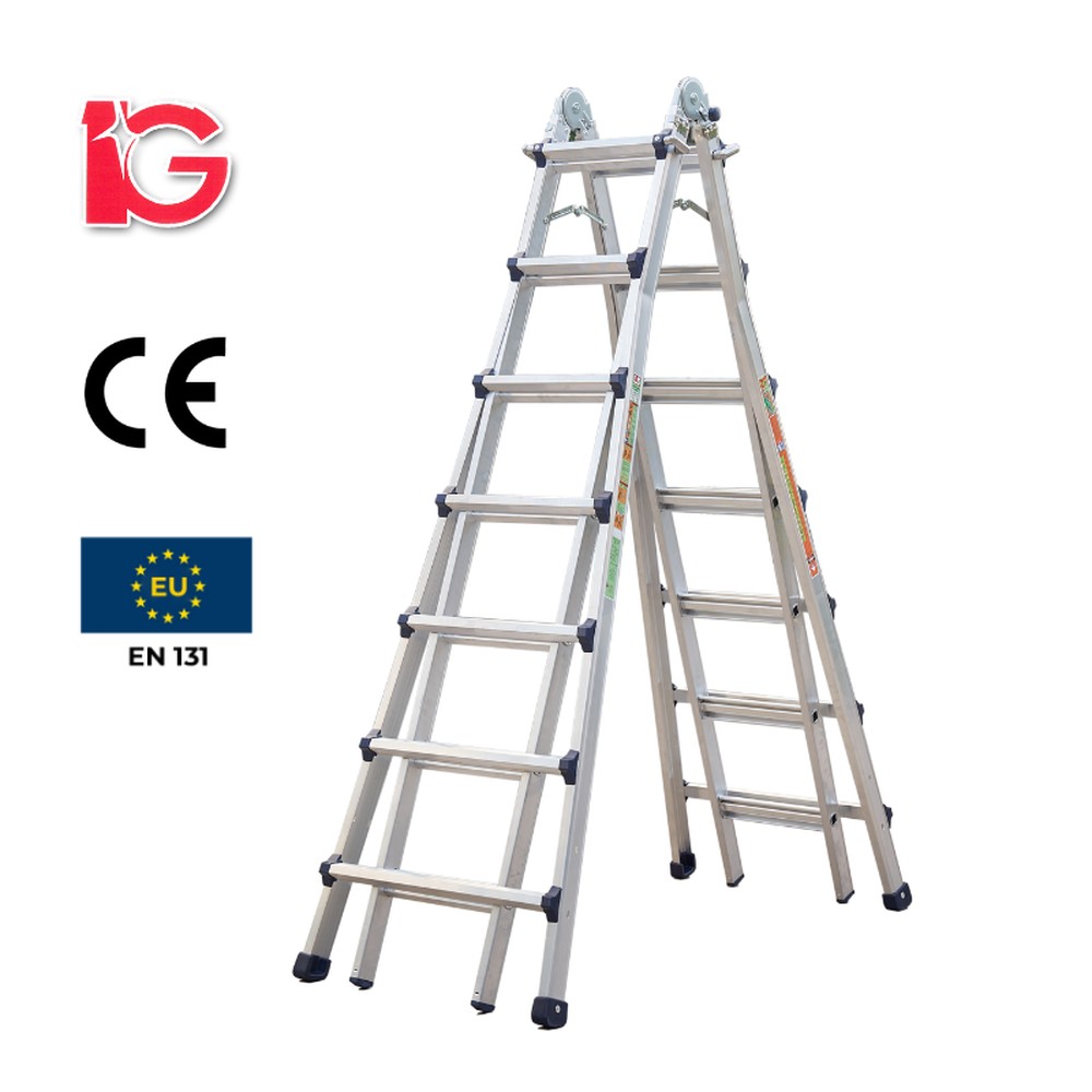 Thang nhôm gấp chữ A IG LS47 – chữ A 211–379 cm, tải 150 kg, Hàn Quốc