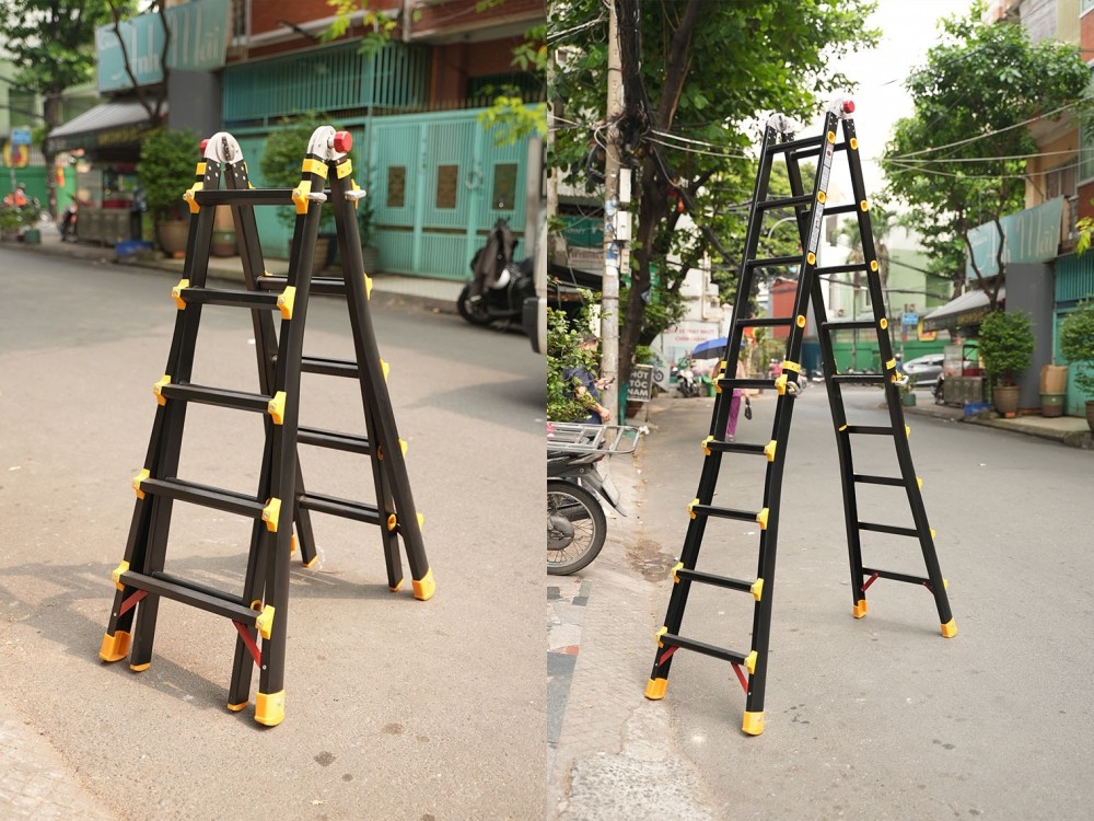 Thang nhôm rút chữ A đa năng Boodoor MS20 khóa 3 ngàm, duỗi thẳng 4 m