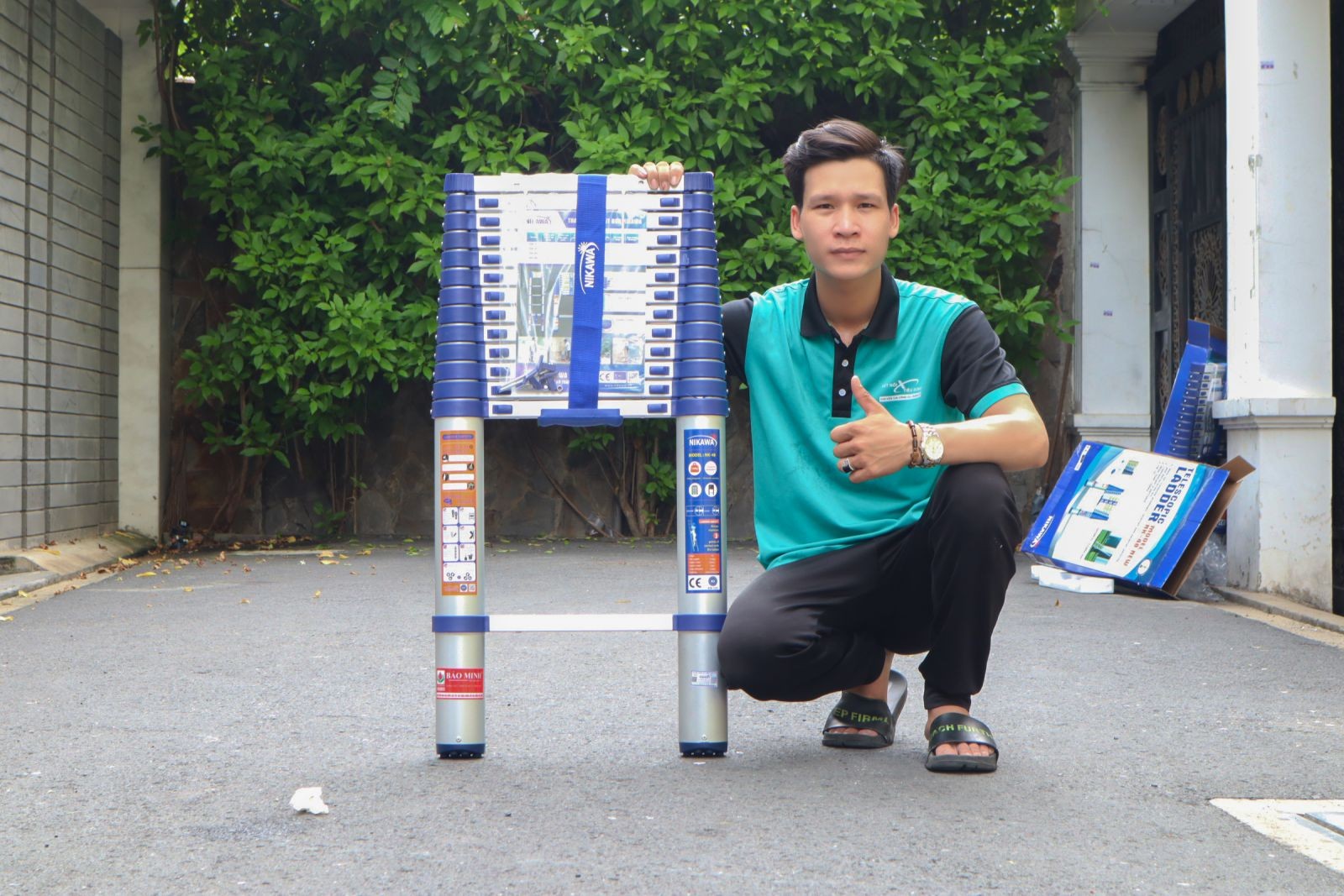 Thang nhôm rút đơn Nikawa NK-48 – cao 4,8 m, 14 bậc