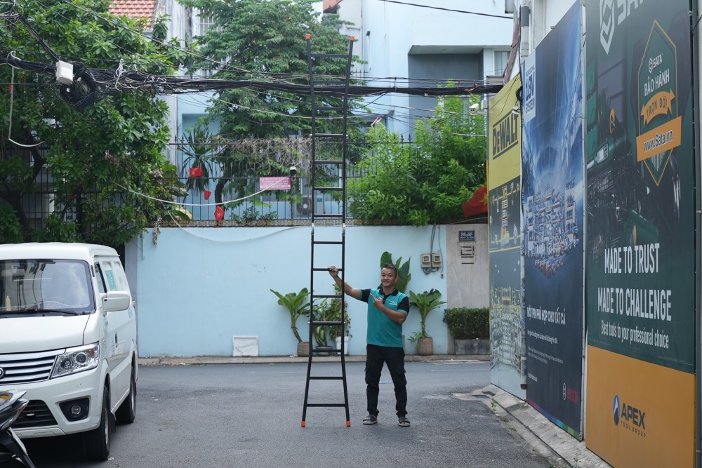 Thang nhôm rút trượt đa năng Nakata TY4B chữ A 2 m, chữ I 4 m