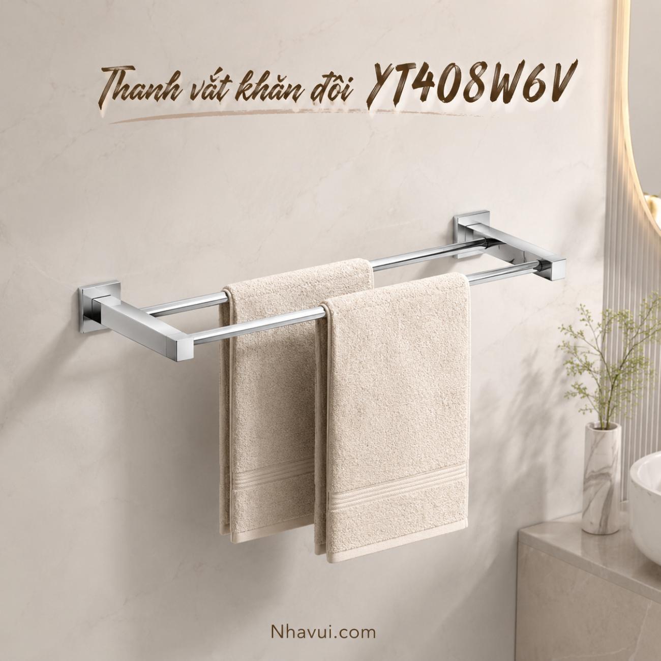Thanh vắt khăn đôi TOTO YT408W6V loại vuông 610 mm