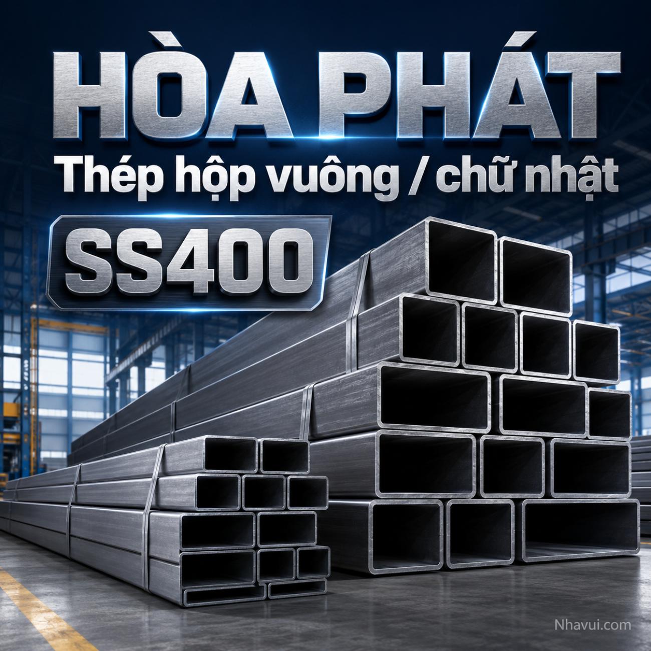 Thép hộp vuông / chữ nhật Hòa Phát SS400 / mạ kẽm