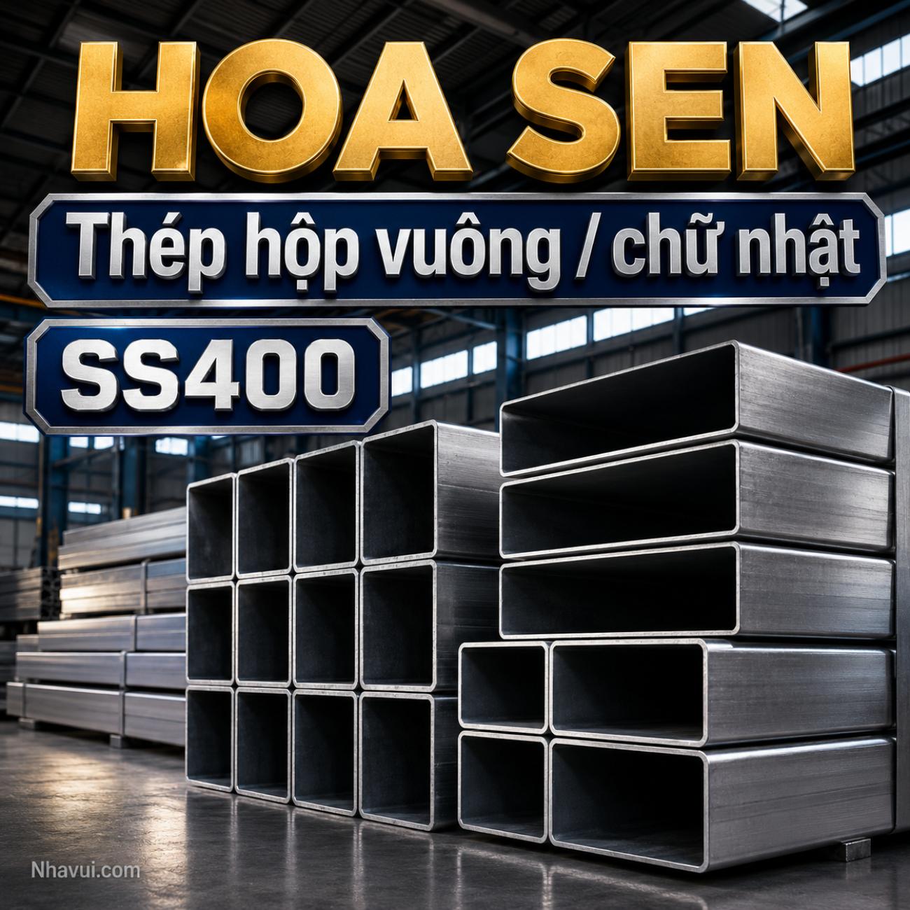 Thép hộp vuông / chữ nhật Hoa Sen SS400 / mạ kẽm