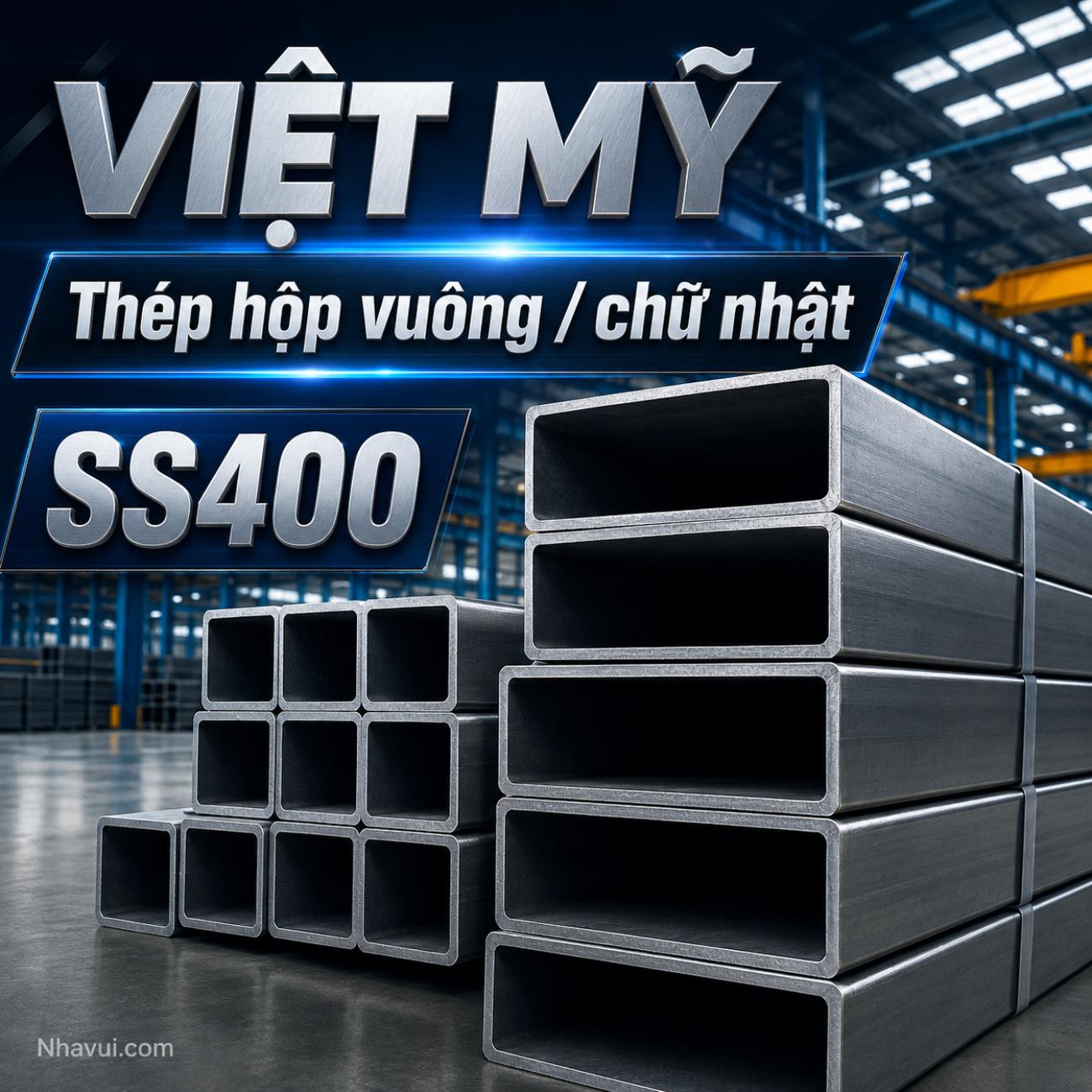 Thép hộp vuông / chữ nhật Việt Mỹ VAS SS400 / mạ kẽm