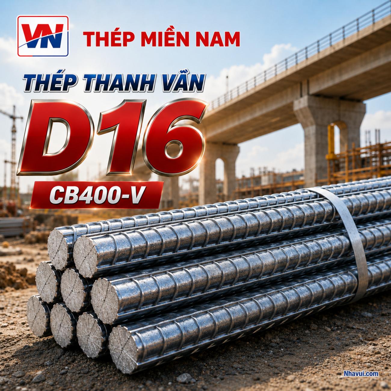 Thép thanh vằn D16 Thép Miền Nam CB400-V