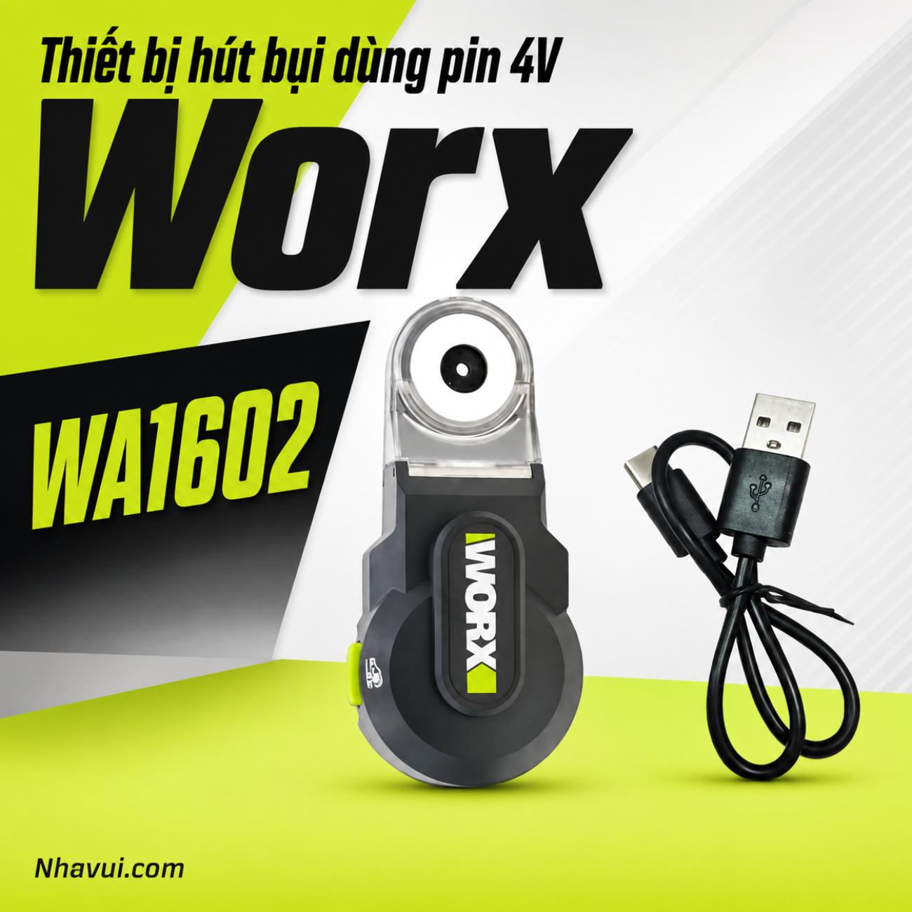 Thiết bị hút bụi dùng pin 4V Worx WA1602 bộ lọc HEPA