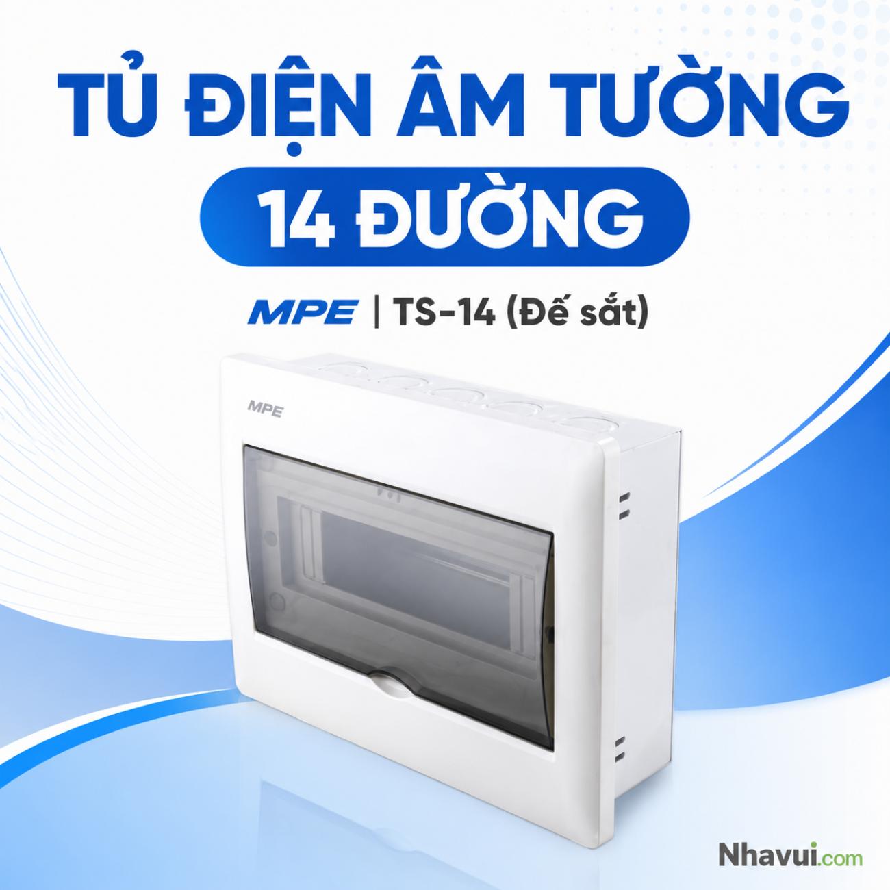 Tủ điện âm tường 14 đường MPE TS-14 đế sắt dùng lắp MCB