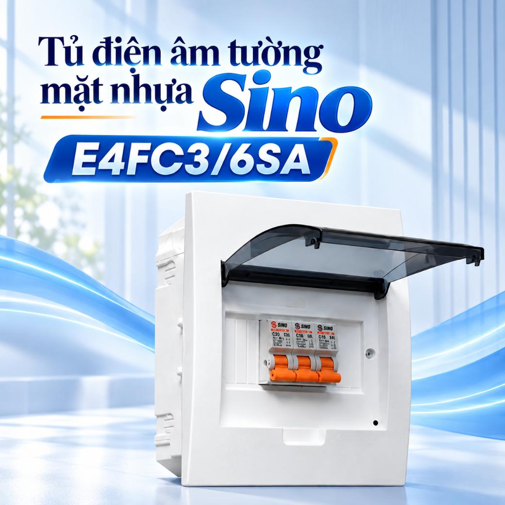 Tủ điện âm tường mặt nhựa Sino E4FC