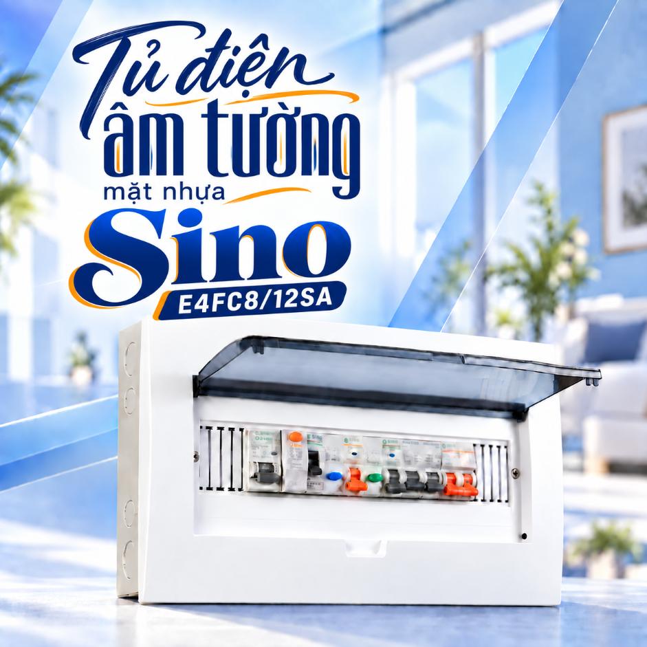 Tủ điện âm tường mặt nhựa Sino E4FC