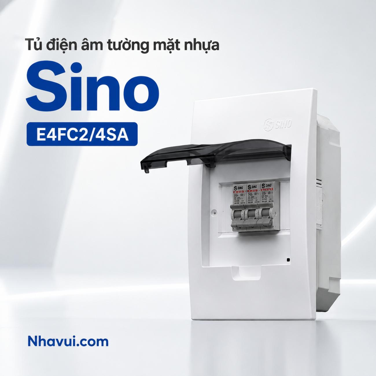 Tủ điện âm tường mặt nhựa Sino E4FC